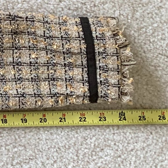 πHPπ Vintage Tweed Fringe Hem Blazer Size 4 Lined, Brown Tan & Cream - Picture 10 of 15